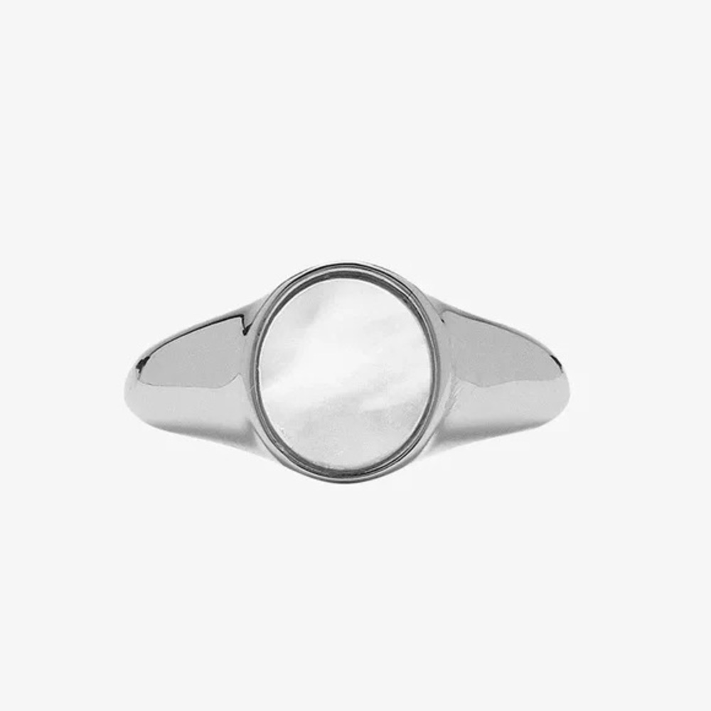 ❄️ Pura Vida | Mother of Pearl Signet Ring Silver or Rose Gold Boho Beach